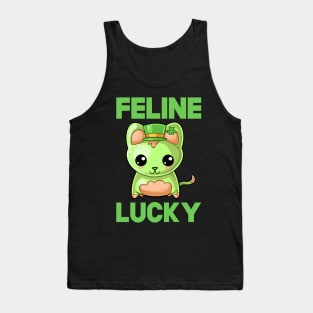 St Patricks Day Feline Lucky Kawaii Cute Cat Tank Top